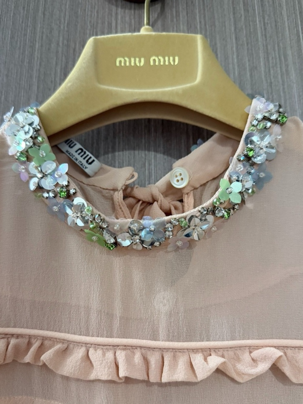 🚩steal Miu Miu Blush Pink Ruffle Trim Embellished Neck Camisole - Picture 3 of 8